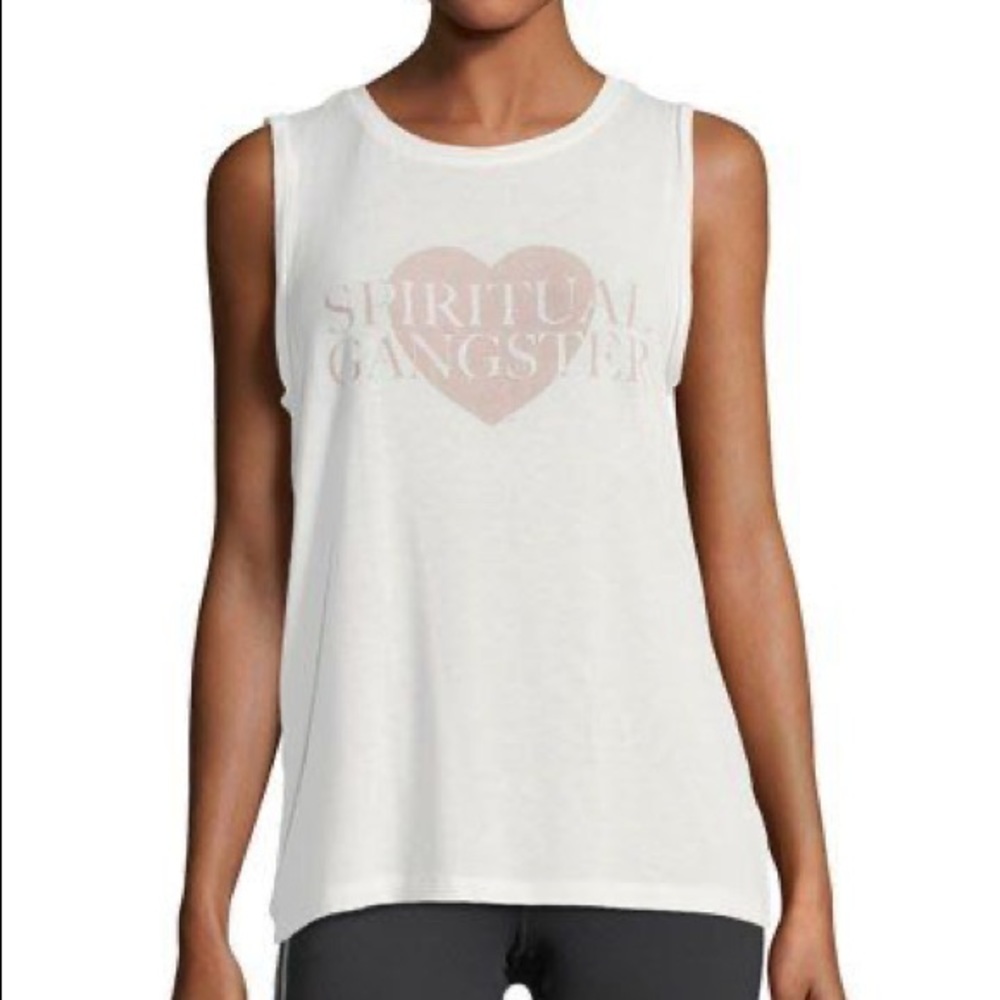 Spiritual Gangster White Pink Tank Heart